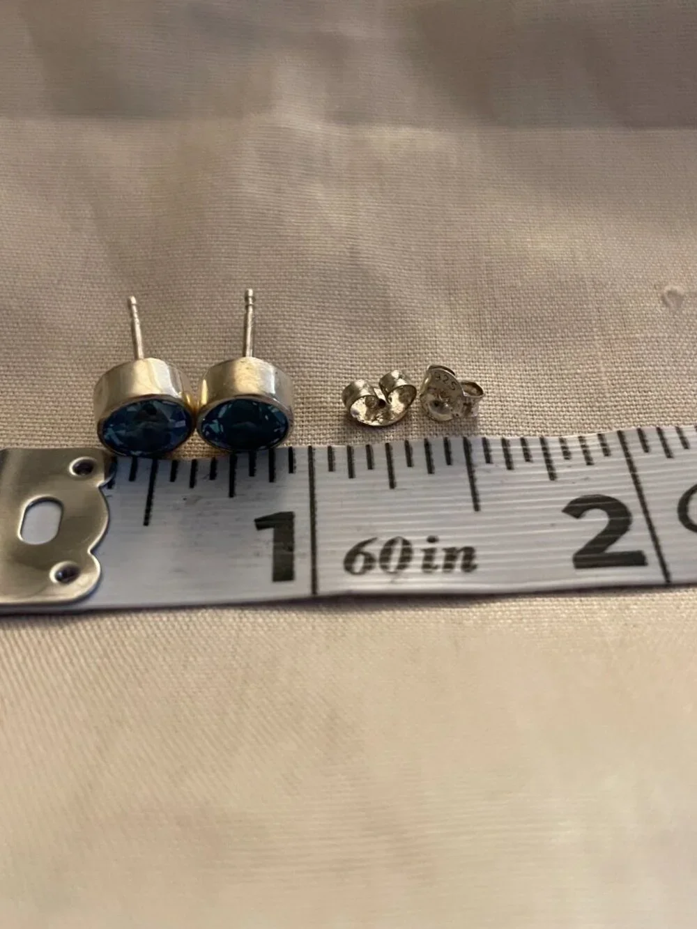 Vintage Sterling Silver Blue Topaz Earrings Retro Marked 925 4 grams Classic - Picture 5 of 8